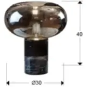 Настольная лампа мраморная со стеклянным плафоном 31 см дымчатая, черная Fungi 153791_1
