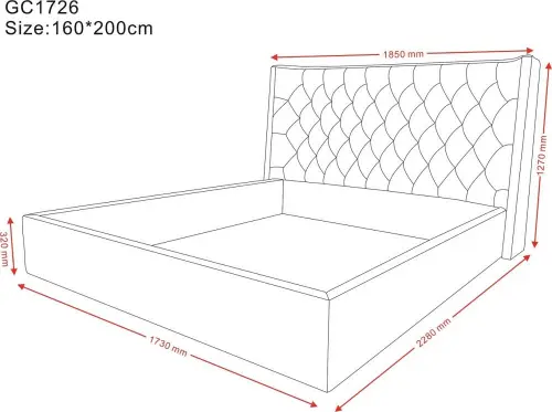 Кровать двуспальная с мягкой спинкой 160х200 см серая ESF | ESF-GC1726 160GREY_3
