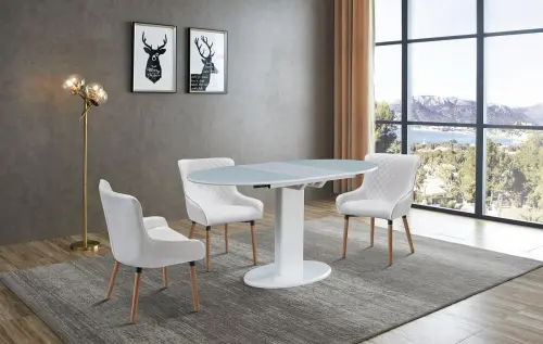 Обеденный стол овальный белый B2396 | ESF-B2396-White
