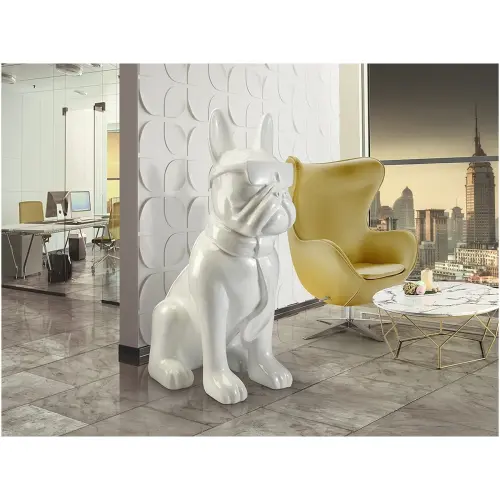 Скульптура напольная белая Bulldog Frances_1
