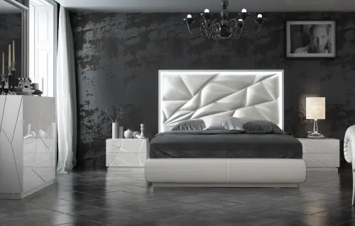 Кровать двуспальная с мягкой спинкой 180х200 см белая Franco Kiu | ESF-KIU1243 180 х200white