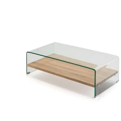 Журнальный столик стеклянный прозрачный с полкой из дуба Sonama от Schuller