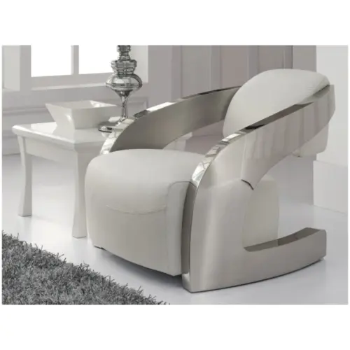 Кресло кожаное белое с металлическими подлокотниками Amanda от Schuller_2