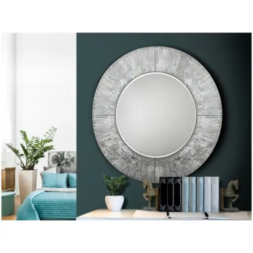 Зеркало настенное круглое 100 см серебро Aurora от Schuller
