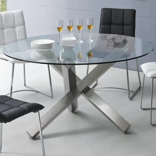 Обеденный стол стеклянный 135 см серебро ESF | ESF-BZ-951