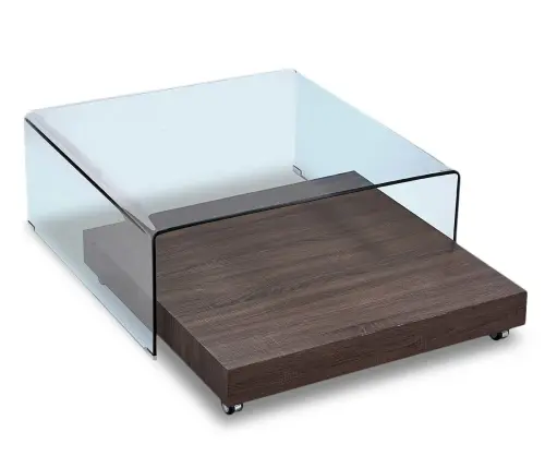 Журнальный столик стеклянный с полкой коричневый 100 см ESF | ESF-F-GW505-brown_1