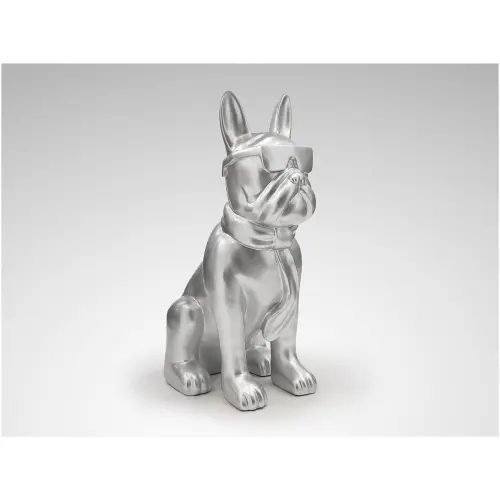 Скульптура напольная серебро Bulldog Frances_4