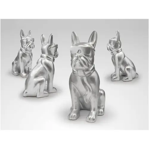 Скульптура напольная серебро Bulldog Frances_3