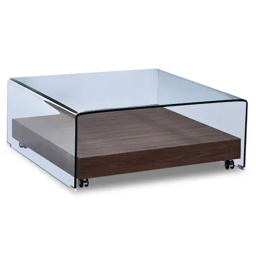 Журнальный столик стеклянный с полкой коричневый 100 см ESF | ESF-F-GW505-brown