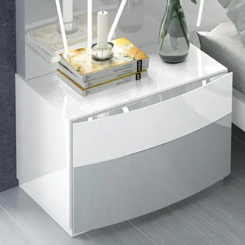 Прикроватная тумбочка с 2 ящиками белый, серый Fenicia Mobiliario | ESF-906С-60-841-2DRWS-BlancoB