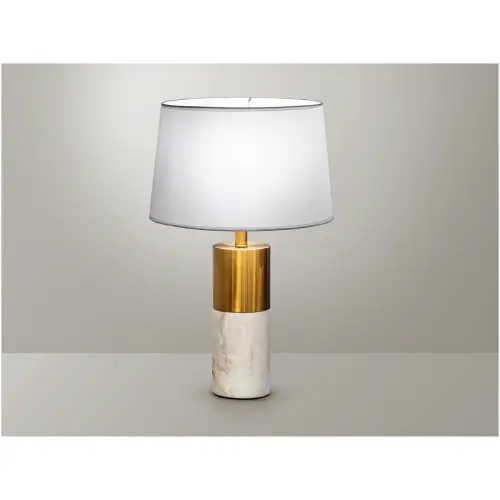 Настольная лампа с абажуром белый мрамор, золото Lucian 1L 155319_4