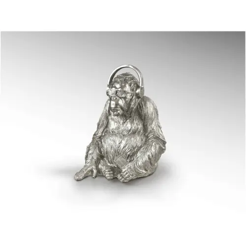 Статуэтка декоративная 36 см серебро Orangutan Music