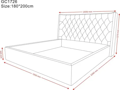 Кровать двуспальная с мягкой спинкой 180х200 см бежевая ESF | ESF-GC1726 180BEIGE_3