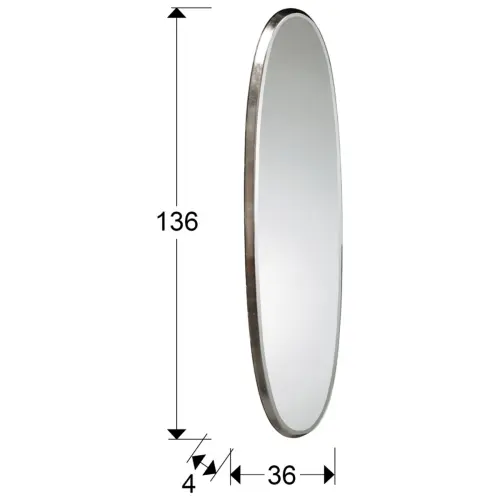Зеркало настенное овальное серебряное 136x36 см Aries_2